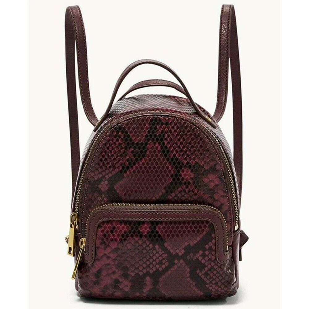 S Fossil Maisie Mini Backpack Purple Snake Bag Purse SHB2376246 NWT $108 Retail